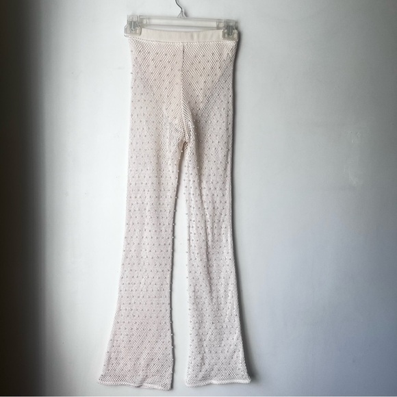 Oh Polly Ivory Sheer For Your Sheer Pearl Beaded Crochet Flare Pants 0 - Picture 4 of 6